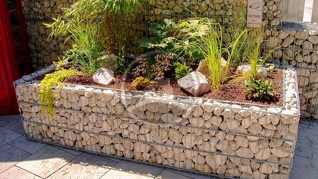 , gabiony, malye_arkhitekturnye_formy, seryy, zabor, landshaftnyy_dizayn