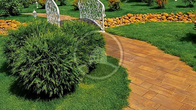 , steinrus, materialy_dlya_moshcheniya, trotuarnaya_plitka, zhelto_krasnyy, landshaftnyy_dizayn