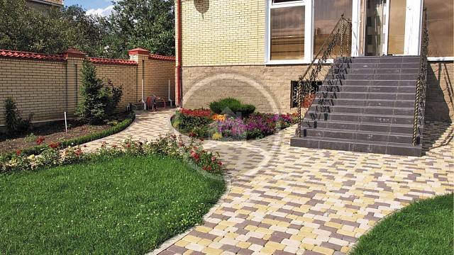 , steinrus, trotuarnaya_plitka, belyy, korichnevo_zheltyy, landshaftnyy_dizayn